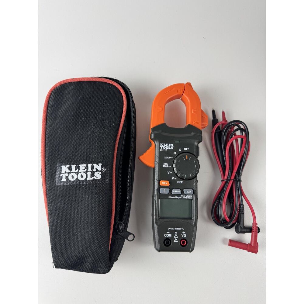 Klein Tools CL120 400A AC Digital Clamp Meter CAT III 600V 2000 Counts Leads